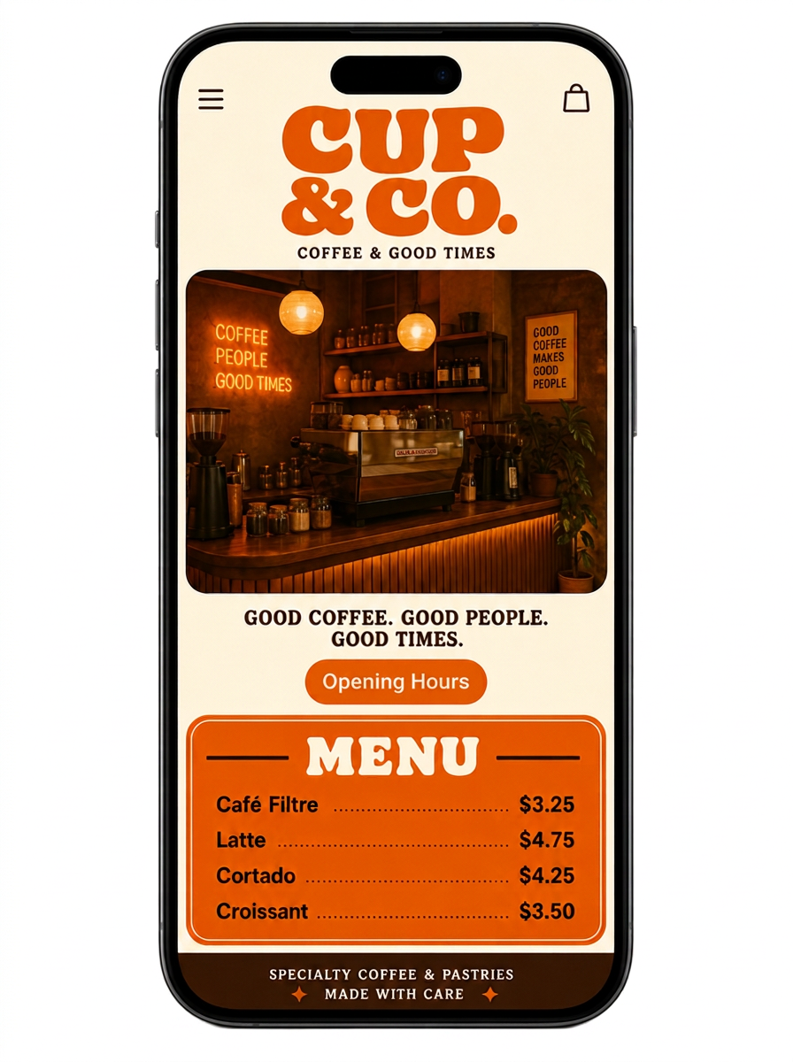 Mobile version of the same website design shown on a smartphone